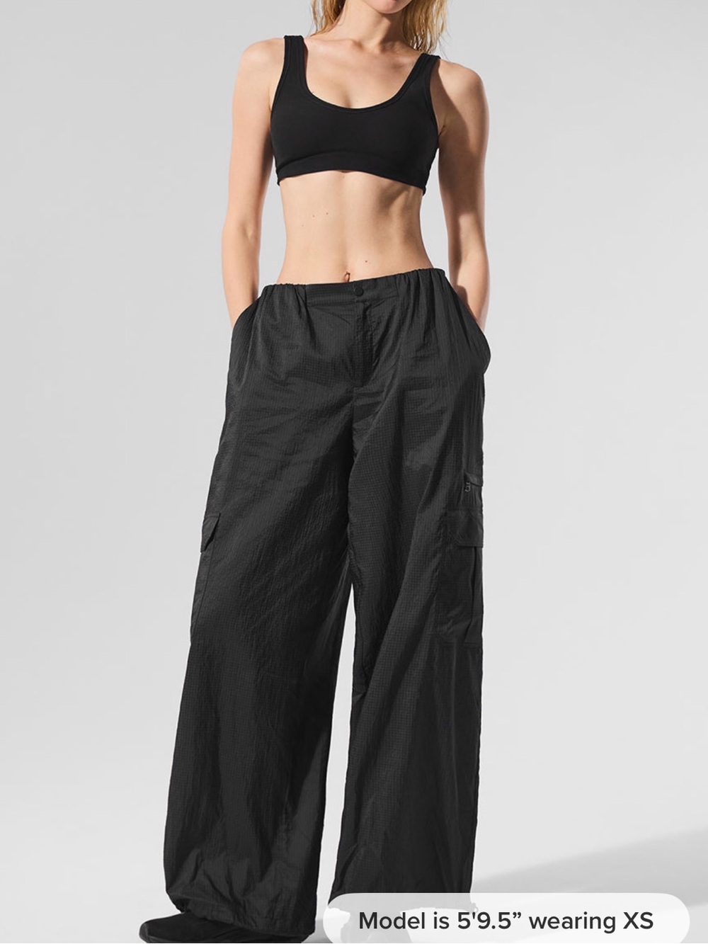 ALO sheer game time Yoga Black Wide-Leg Cargo Pants